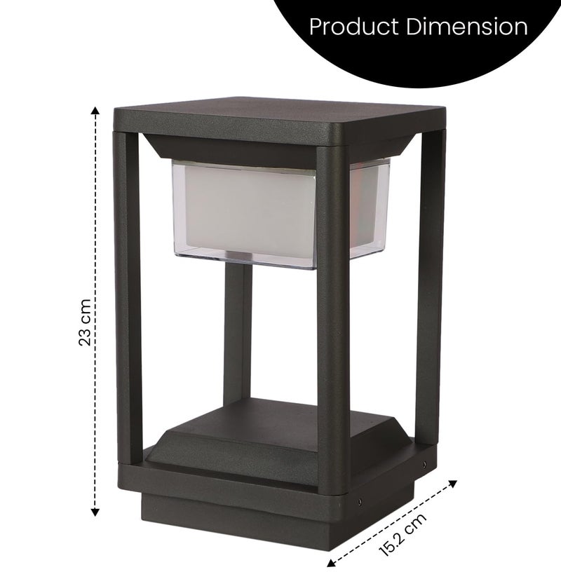GIGAWATTS 0002 Outdoor Gate Light – 12W Integrated Light 101% Rust & Waterproof Die-Casting Aluminum, Polycarbonate Piller Lamp Base Mount Grey Exterior Fixture for Garden, Boundary & Home Entrance - Image 3
