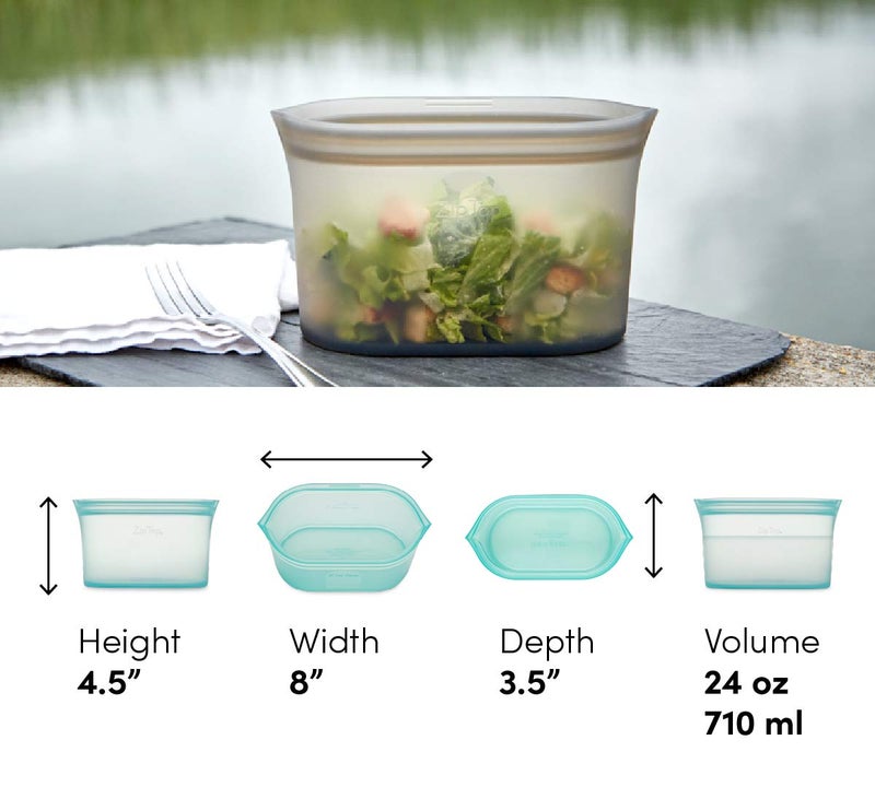 Zip Top Reusable Food Storage Bags | Medium Dish [Peach] | Silicone Meal Prep Container | Microwave  Dishwasher and Freezer Safe | Made in the USA - Image 2