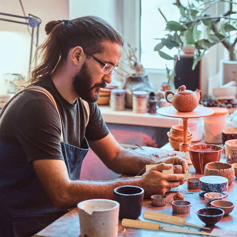 Amylove أدوات الفخار أميلوف 3 قطع أدوات قطع الطين أداة تقليم تشمل قاطع زاوية خشبي وسلكي وسكين فتل للفخار والسيراميك والنحت - Image 5