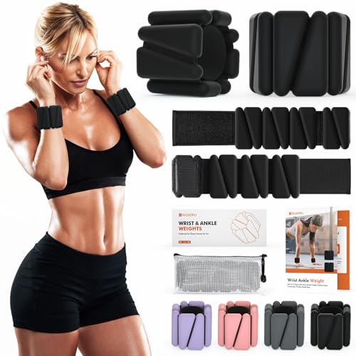 WUSOPU Wrist Weights, Ankle Weights for Women Men, Adjustable Wrist Weighted Bracelet for Home Gym Workout, Running, Yoga, Exercise, Strength Training, Set of 4 (2LB Each) - Image 1