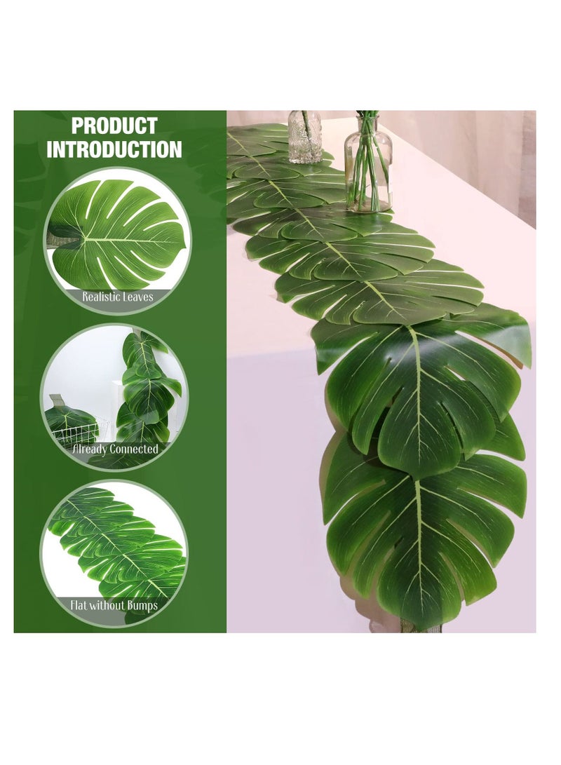 واي آند دي Artificial Palm Leaves Table Runners, 72 Inch Long Tropical Runner Faux Leaf Cloth for Wedding Hawaiian Theme Party Supply Decoration Summer (2 Pieces) - Image 5