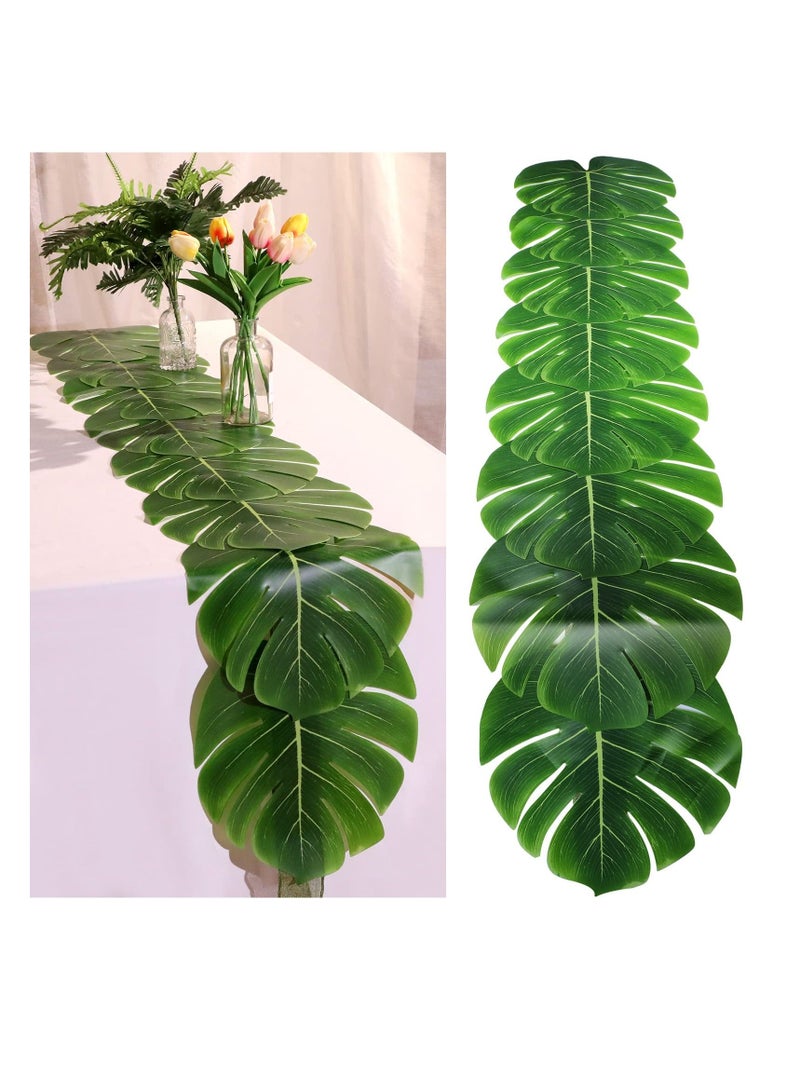 واي آند دي Artificial Palm Leaves Table Runners, 72 Inch Long Tropical Runner Faux Leaf Cloth for Wedding Hawaiian Theme Party Supply Decoration Summer (2 Pieces) - Image 1
