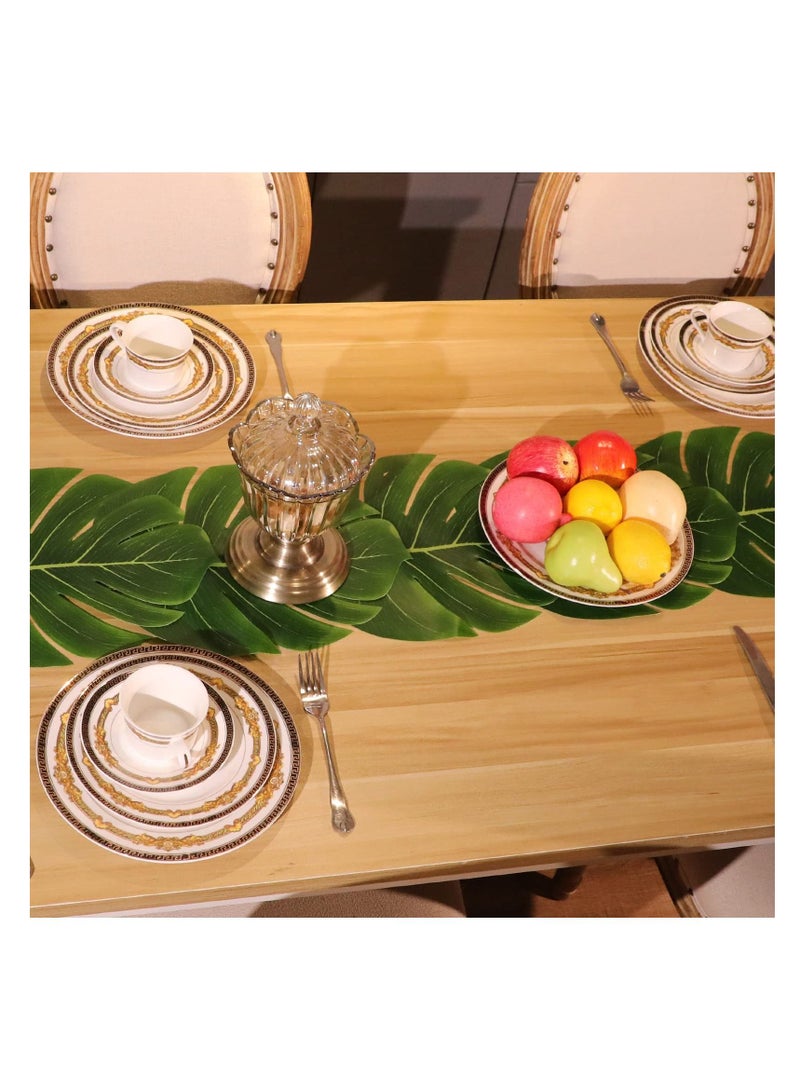 واي آند دي Artificial Palm Leaves Table Runners, 72 Inch Long Tropical Runner Faux Leaf Cloth for Wedding Hawaiian Theme Party Supply Decoration Summer (2 Pieces) - Image 3