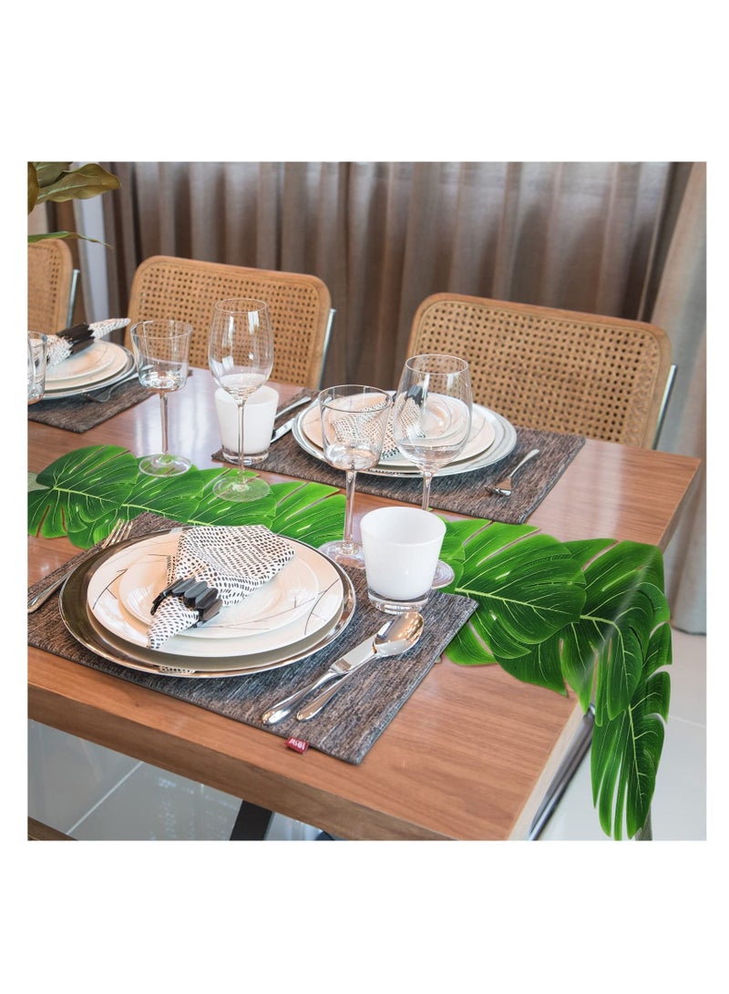 واي آند دي Artificial Palm Leaves Table Runners, 72 Inch Long Tropical Runner Faux Leaf Cloth for Wedding Hawaiian Theme Party Supply Decoration Summer (2 Pieces) - Image 4