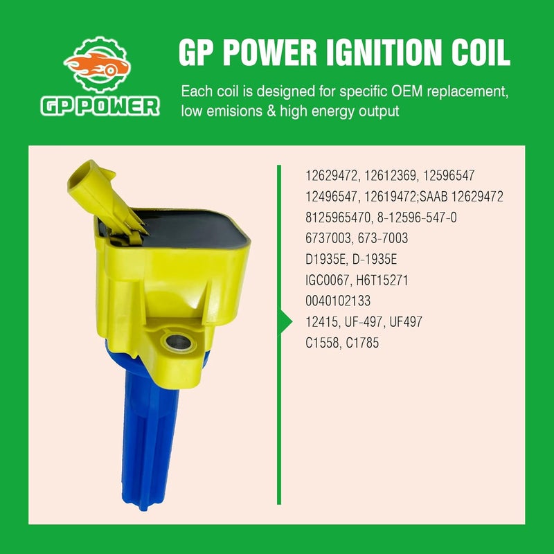 GP POWER Ignition Coil Set of 5 - Compatible with Multiple Vehicle Models - Image 5