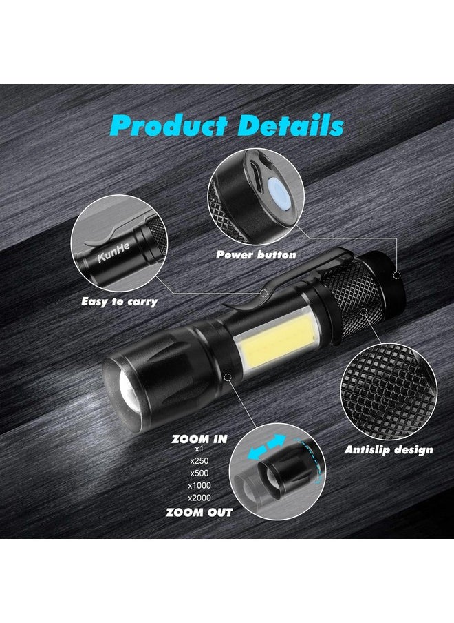Kunhe KunHe Rechargeable Flashlights USB-C Stocking Stuffers Small LED Lantern Flashlights Bright Clip-On Light EDC Flash Light with Side COB Light for Camping Home Emergency 4 Pack  - Image 3