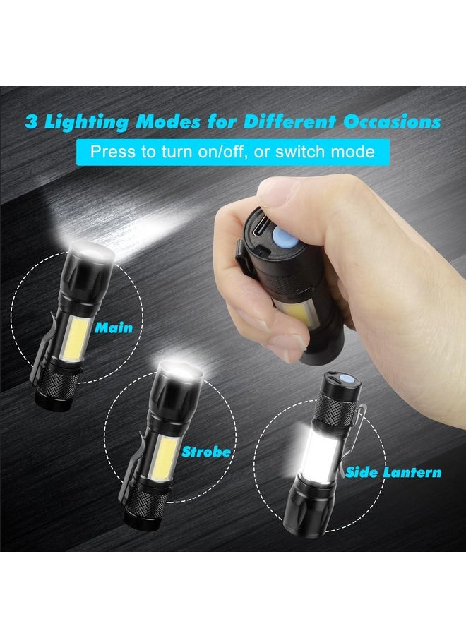 Kunhe KunHe Rechargeable Flashlights USB-C Stocking Stuffers Small LED Lantern Flashlights Bright Clip-On Light EDC Flash Light with Side COB Light for Camping Home Emergency 4 Pack  - Image 2