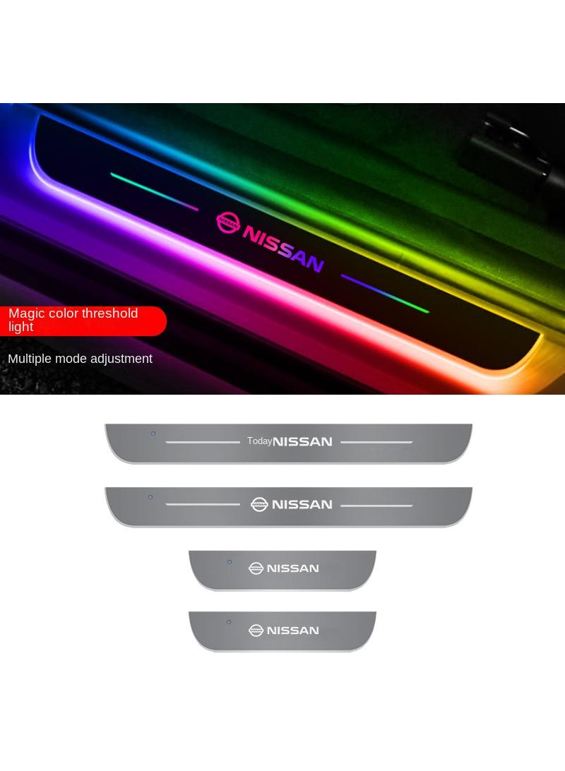 general 4 Pieces Led Car Door Nissan Logo Car Threshold Light Door Welcome Pedal Ambient Light Set - Image 1