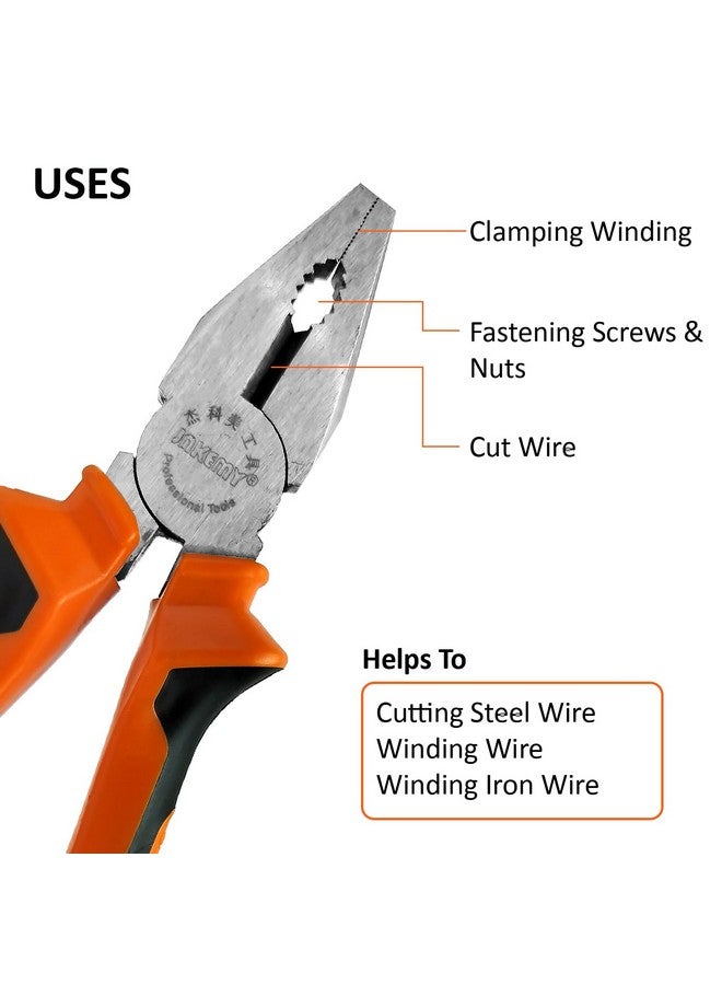 JAKEMY 8" Professional Combination Wire Plier Cutter, Multi-Functional, CR-V Made, Anti-Slip Ergonomic Handle -JM 1-6N - Image 4
