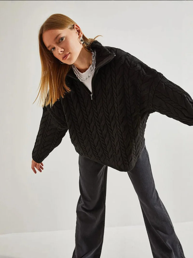 بيانكو لوتشي بلوفر  محبوك كبير الحجم بياقة بسحاب