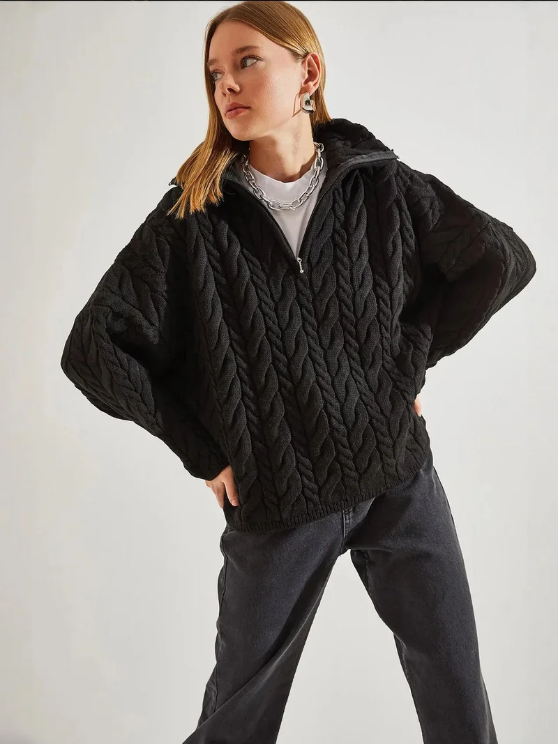 بيانكو لوتشي بلوفر  محبوك كبير الحجم بياقة بسحاب