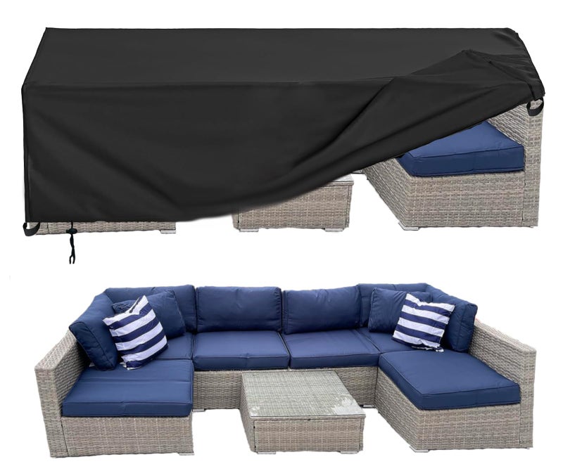 Oslimea Oslimea Patio Furniture Covers Waterproof Outdoor Sectional Sofa Set Cover Couch Cover for Wicker Rattan Table Chair 110L x 83W x 28H 