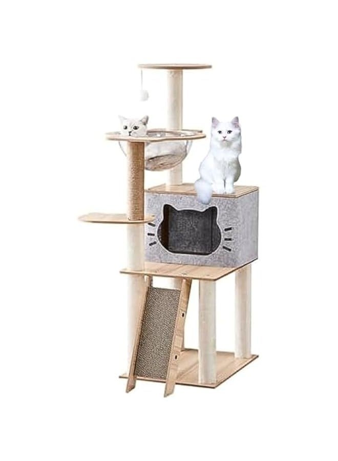 بيوينتي شجرة قطط، برج للقطط - كبسولة شفافة 360 درجة مع لوح خدش للقطط، للقطط والقطط، منزل قطط متعدد المستويات - بيت القطط المرح في الأماكن المغلقة، برج القطط مع عمود خدش للقطط - خدش القطط - Image 1