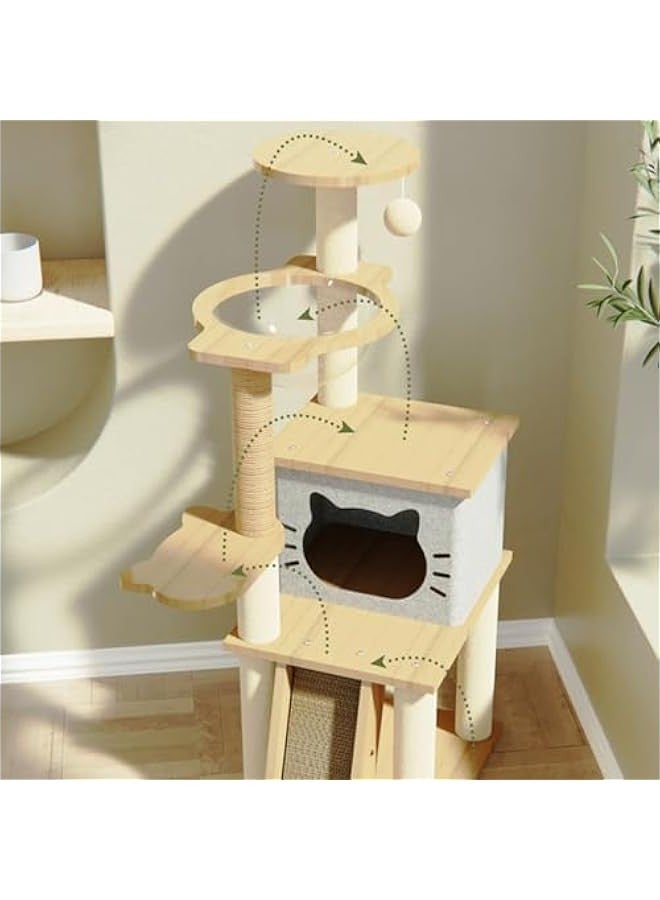بيوينتي شجرة قطط، برج للقطط - كبسولة شفافة 360 درجة مع لوح خدش للقطط، للقطط والقطط، منزل قطط متعدد المستويات - بيت القطط المرح في الأماكن المغلقة، برج القطط مع عمود خدش للقطط - خدش القطط - Image 3