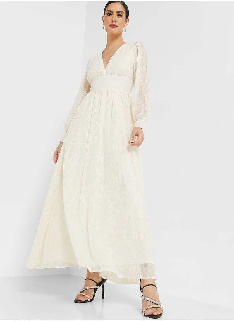 ELLA - Self Textured Flared Dress - Image 1