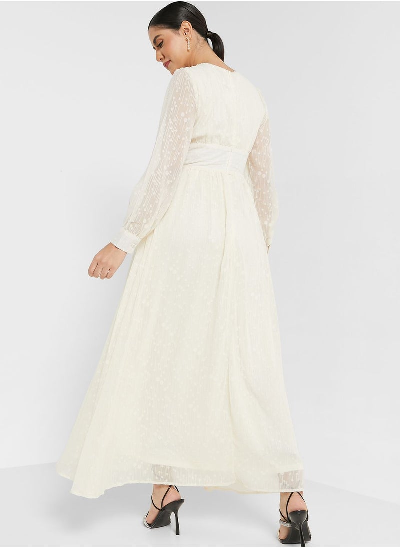 ELLA - Self Textured Flared Dress - Image 1