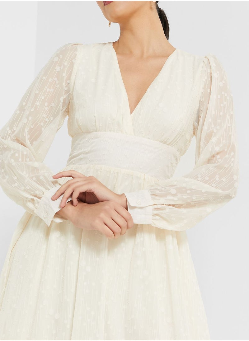 ELLA - Self Textured Flared Dress - Image 1