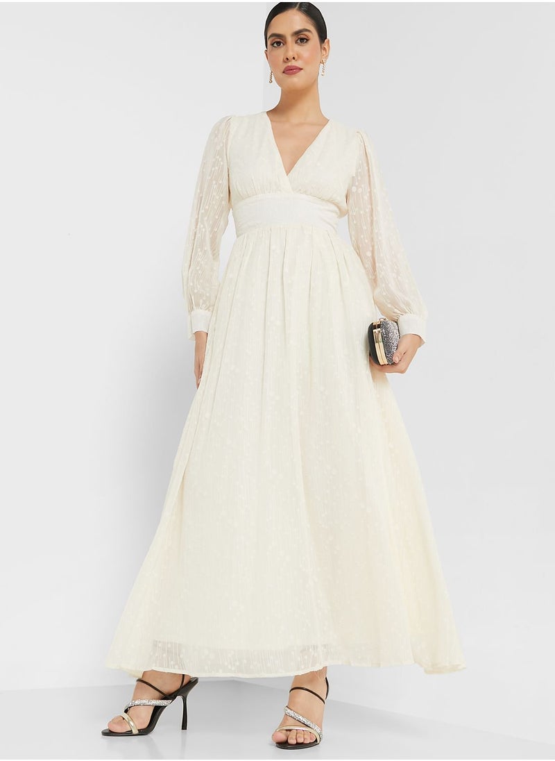 ELLA - Self Textured Flared Dress - Image 1
