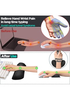 DUNISO Keyboard Mouse Wrist Rest Pad, Memory Foam Wrist Pad for Keyboard, Wrist Support Suitable For Office, Computer, Laptop, Mac, Comfortable, Lightweight For Easy Typing Pain Relief Black  - Image 3