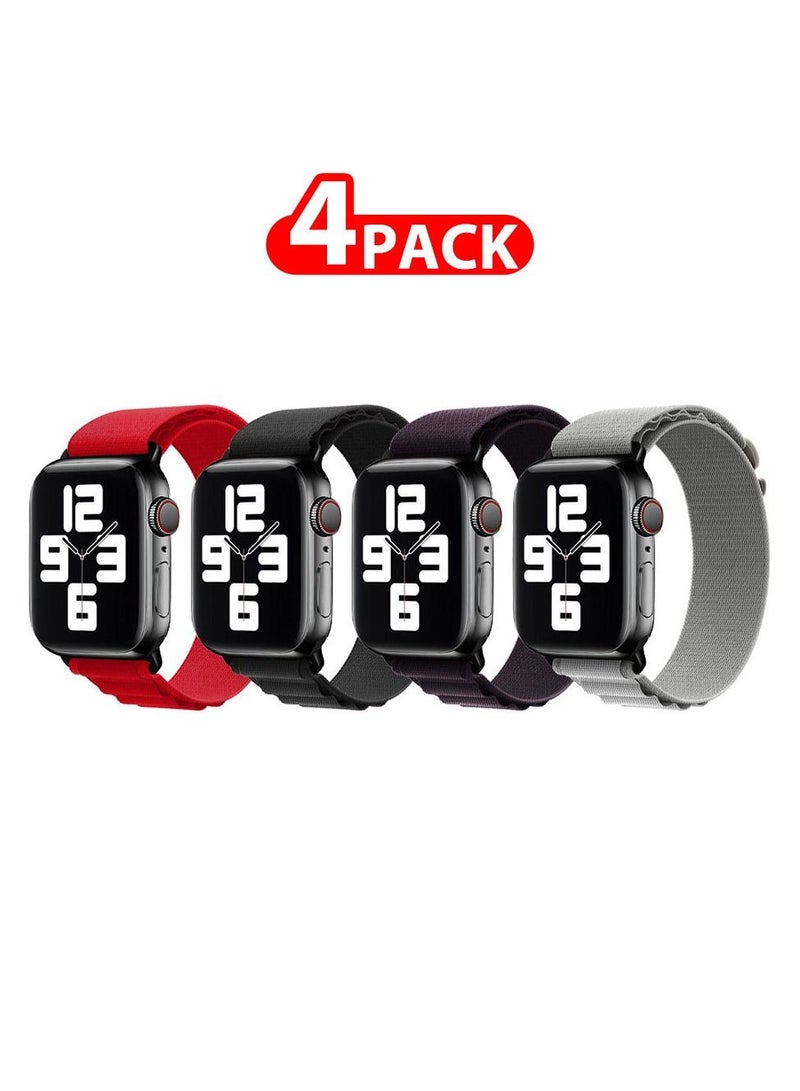 4 Pack Of Apple Watch Alpine Loop Band 38mm 40mm 41mm Women Men Adjustable with Metal G-Hook Strap for iWatch Series 7/SE/6/5/4/3/2/1 Multicolour