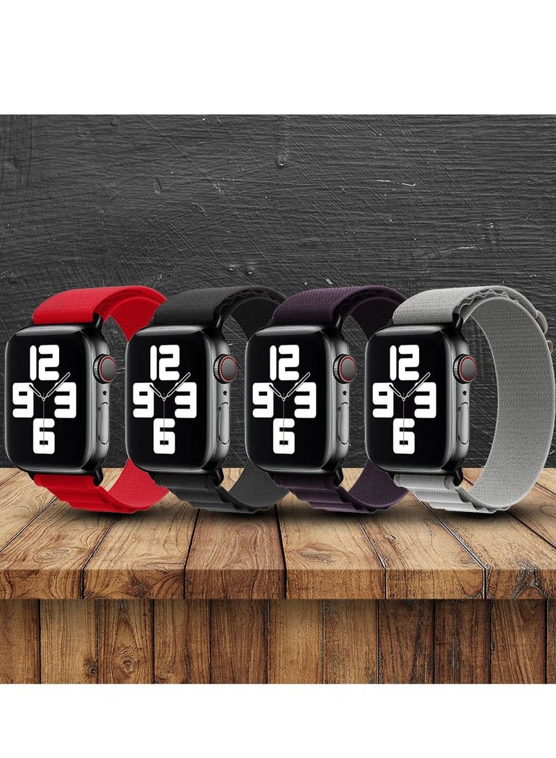 4 Pack Of Apple Watch Alpine Loop Band 38mm 40mm 41mm Women Men Adjustable with Metal G-Hook Strap for iWatch Series 7/SE/6/5/4/3/2/1 Multicolour