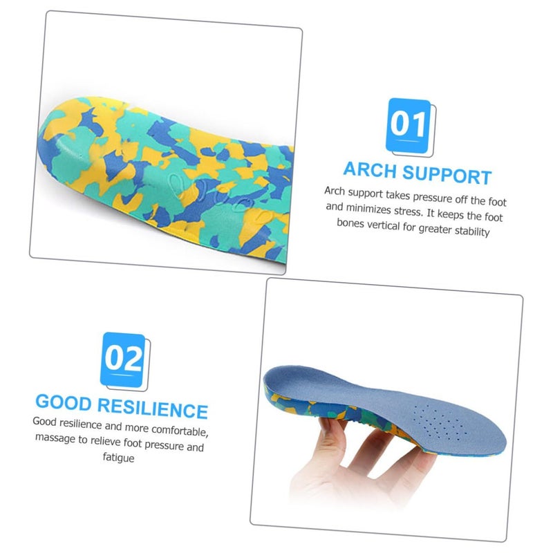 Veemoon Arch Support Insoles Flat Feet Orthotic Cushion Camouflage Sole Blue Velour Size 29 31 - Image 4