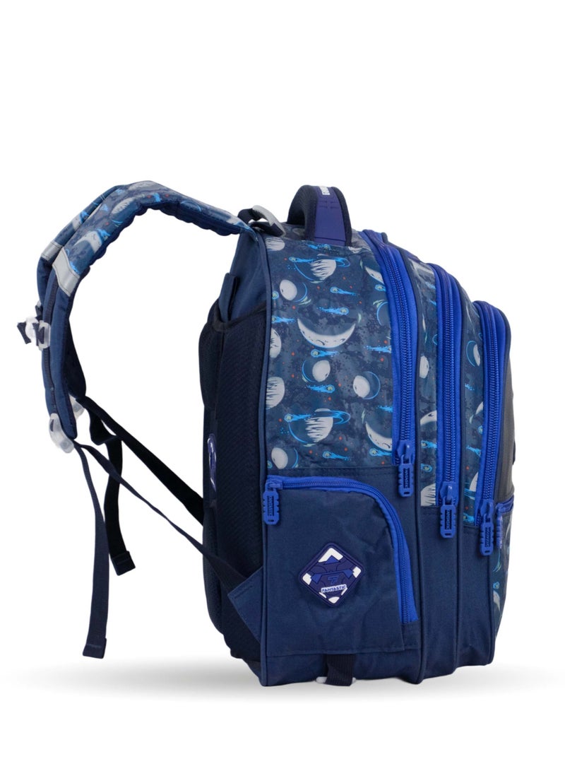 Fantastic QY001 Space School Backpack, 25L, 3 Compartments, Astronaut and Planets Design, Dark Blue, Water Resistant - Image 2