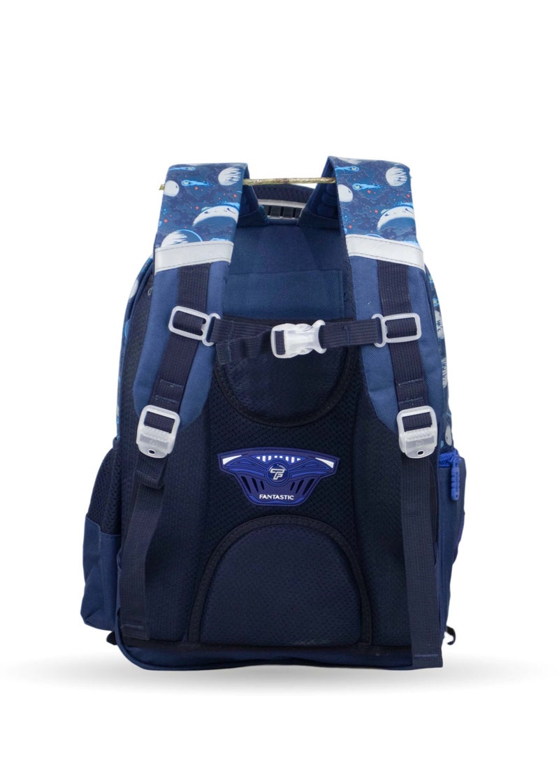 Fantastic QY001 Space School Backpack, 25L, 3 Compartments, Astronaut and Planets Design, Dark Blue, Water Resistant - Image 3