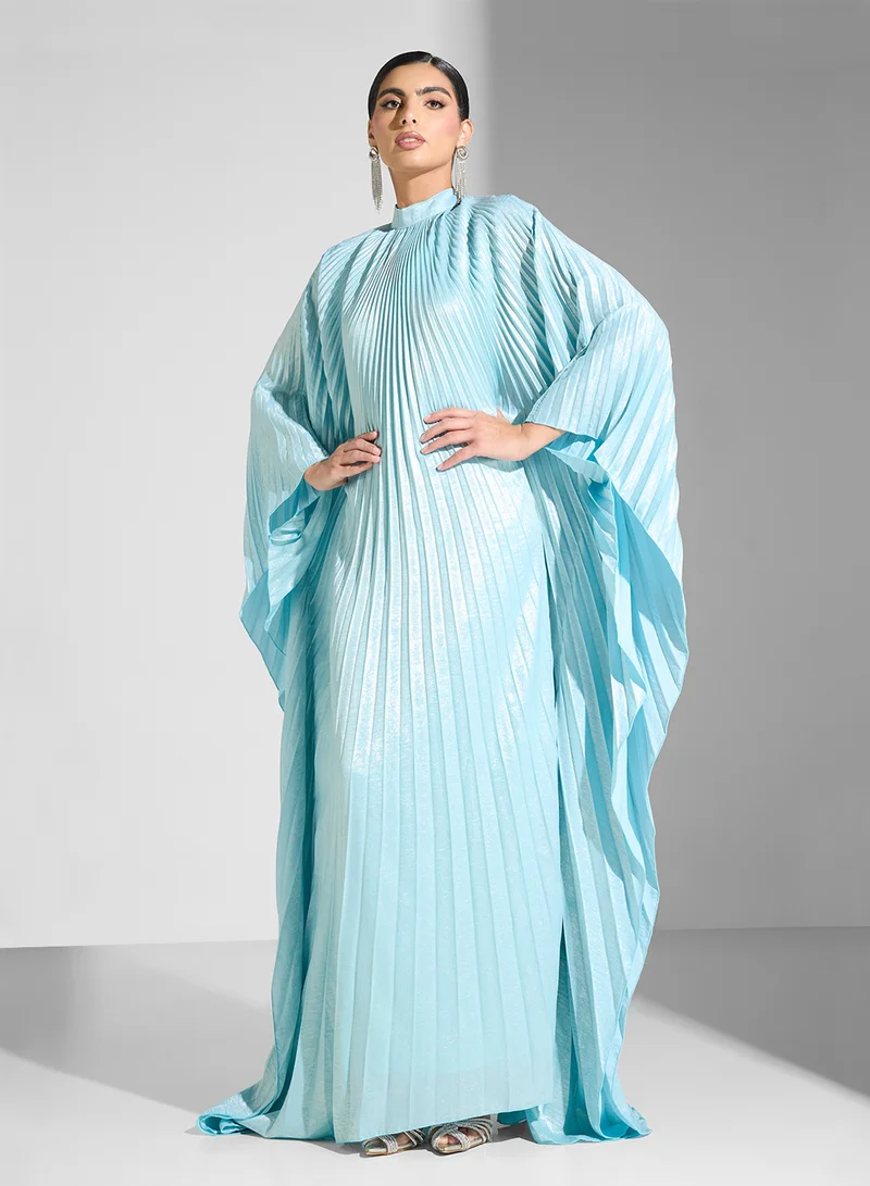 Golden Apple Pleated Mockneck Dress
