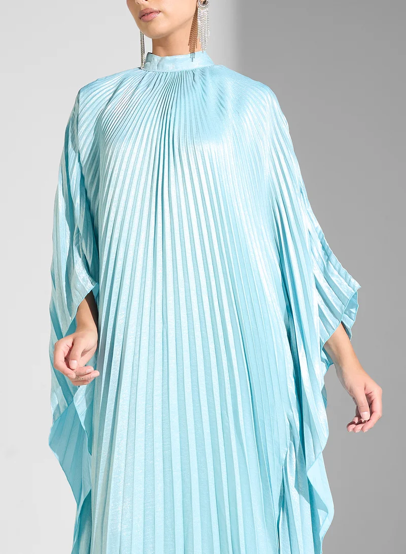 Golden Apple Pleated Mockneck Dress