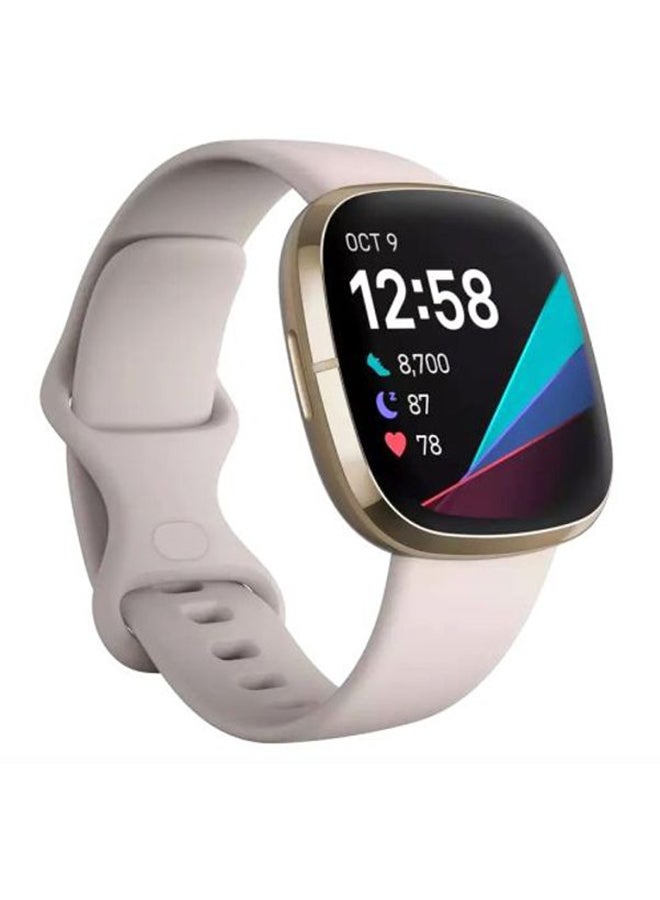 Fitbit Sense, Advanced Smartwatch With Tools For Heart Health, Stress Management And Skin Temperature Trends Lunar White/Soft Gold Stainless Steel - Image 1