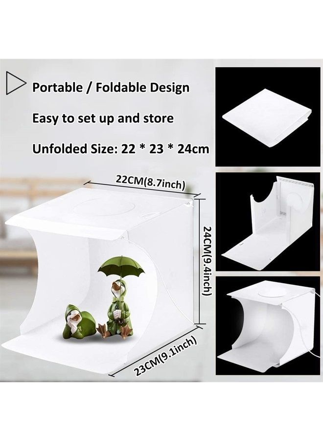 DUCLUS صندوق إضاءة استوديو الصور المصغر، مجموعة خيمة تصوير قابلة للطي مع 40 قطعة من إضاءة LED + 6 أنواع من الخلفيات الملونة للمنتجات الصغيرة - Image 5