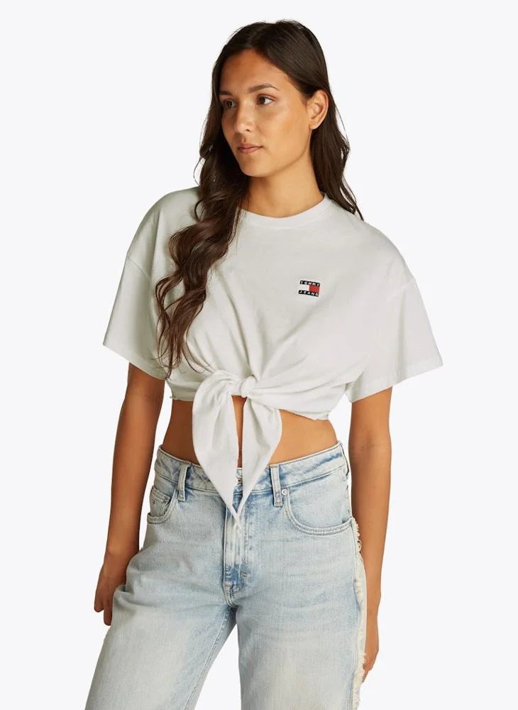 تومي جينز Tie Waist Crew Neck T-Shirt