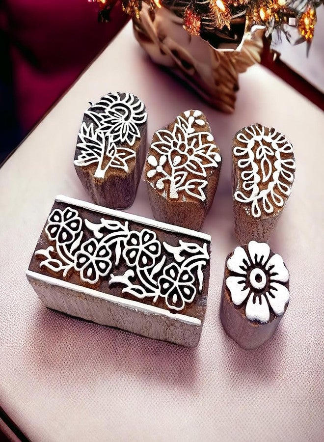 Kraftwala Wooden Printing Blocks | Pack of 5 | Mehndi | Fabric Printing | School Project | Scrapbooking | Clay Impression - Image 2