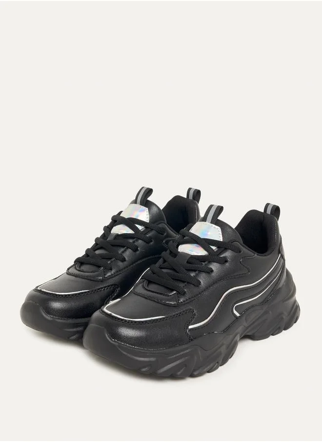 Styli Patch Decor Lace Up Sneakers