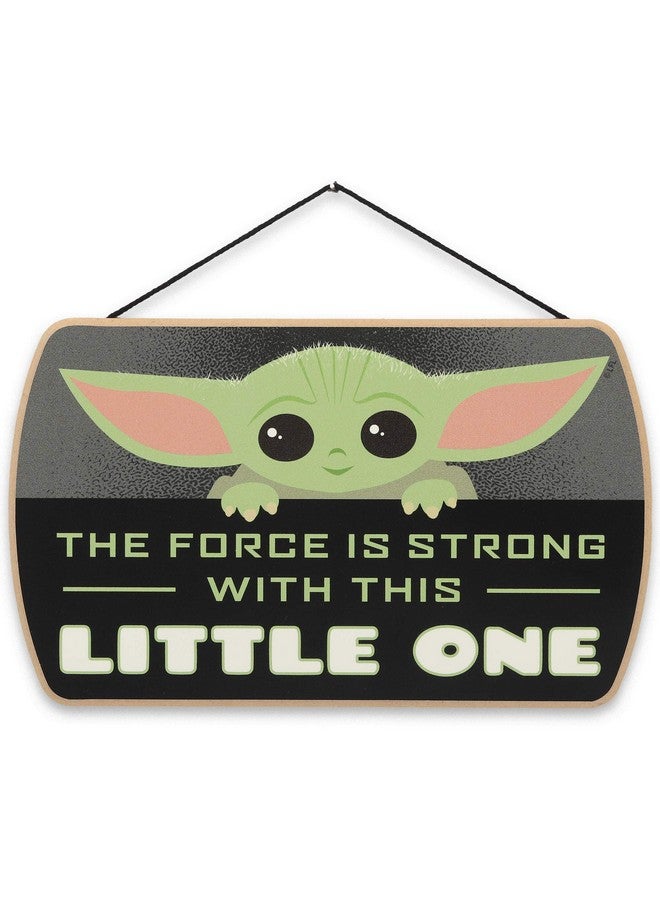 Open Road Brands Disney Star Wars: The Mandalorian Baby Yoda Force is Strong With This Little One Hanging Wood Wall Decor - Grogu, The Child - Image 1