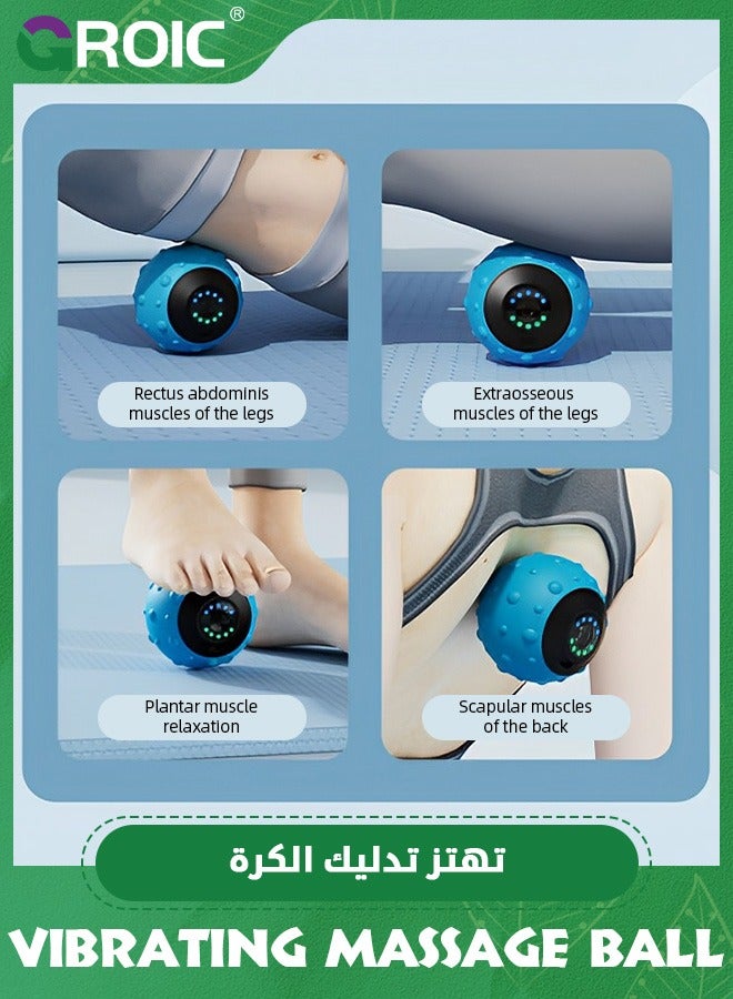 GROIC Blue Quick Charge Fitness Vibrating Massage Ball,USB-C Charging One Button to Control 5 Levels Adjustbale for Neck, Shoulder, Back, arm - Image 3