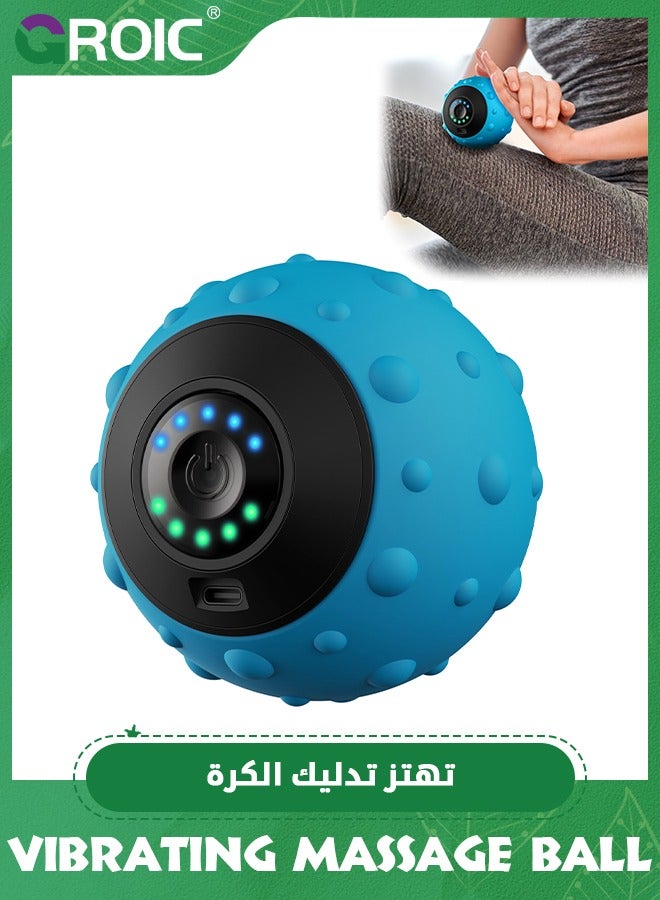 GROIC Blue Quick Charge Fitness Vibrating Massage Ball,USB-C Charging One Button to Control 5 Levels Adjustbale for Neck, Shoulder, Back, arm - Image 1