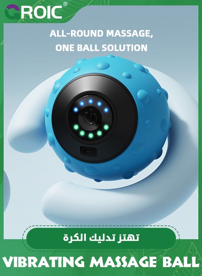 GROIC Blue Quick Charge Fitness Vibrating Massage Ball,USB-C Charging One Button to Control 5 Levels Adjustbale for Neck, Shoulder, Back, arm - Image 2