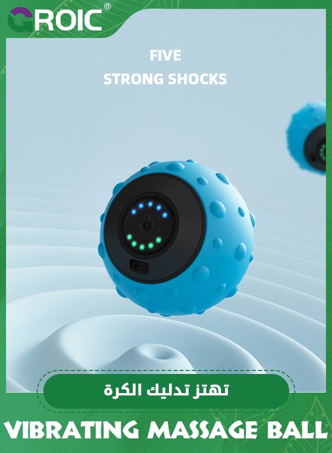 GROIC Blue Quick Charge Fitness Vibrating Massage Ball,USB-C Charging One Button to Control 5 Levels Adjustbale for Neck, Shoulder, Back, arm - Image 5