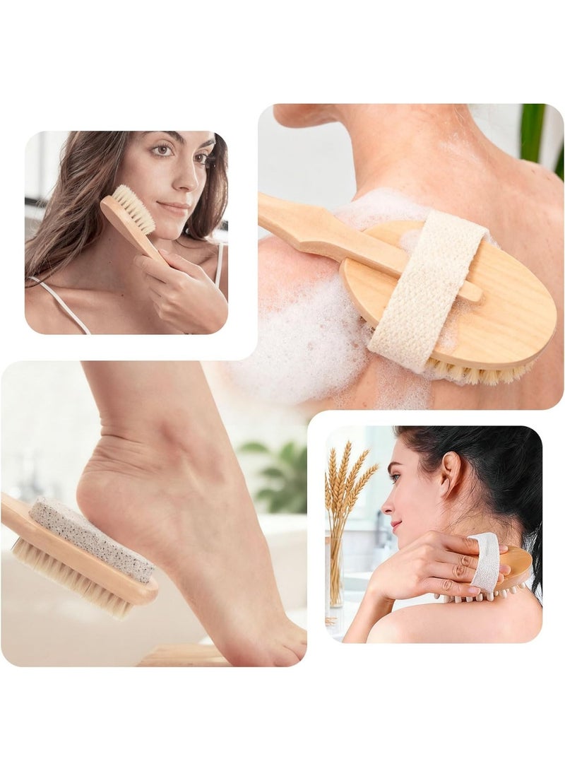 GlamKit 5 Packs Dry Brushing Body Brush Set for Lymphatic Drainage and Cellulite Massager, Long Handle Dry Brush for Body, Natural Boar Bristle Dry Body Brush Exfoliator - Image 4
