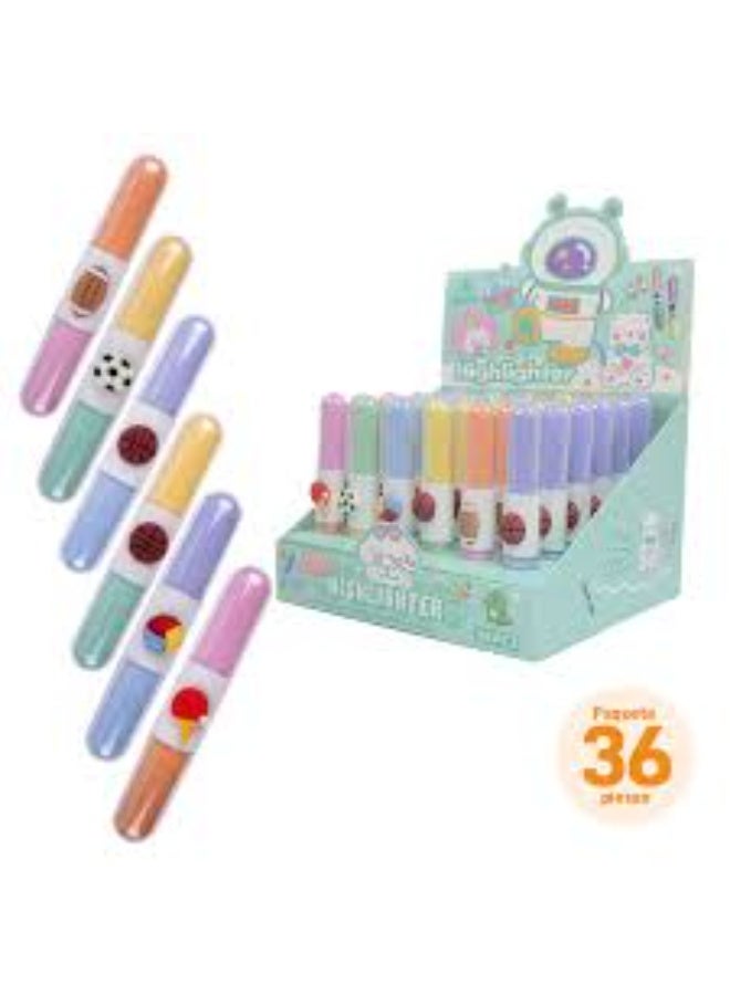 Moon Berry Kawaii Mini Duo Highlighter Pens Cute Pastel Color Markers Perfect for School - Image 1