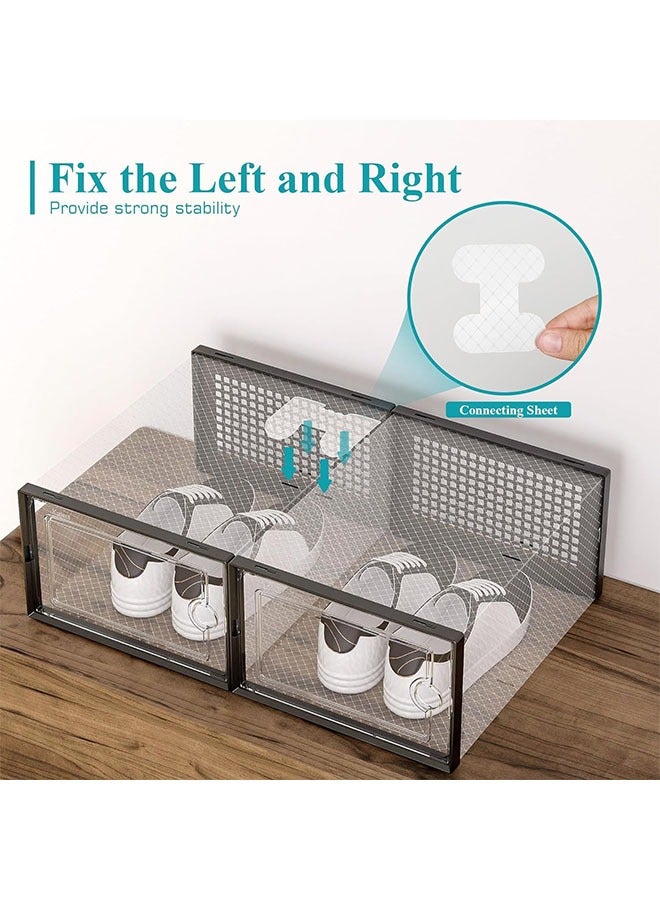 عربست X-Large Shoe Organizer with Magnetic Door, 12 Pack Clear Plastic Stackable Shoe Storage Box, حاويات حالة الأحذية للخزانة, مدخل, قفل جانبي رف الأحذية, خزانة سلالات تخزين الأحذية, تناسب حتى الحجم 12, أسود - Image 2
