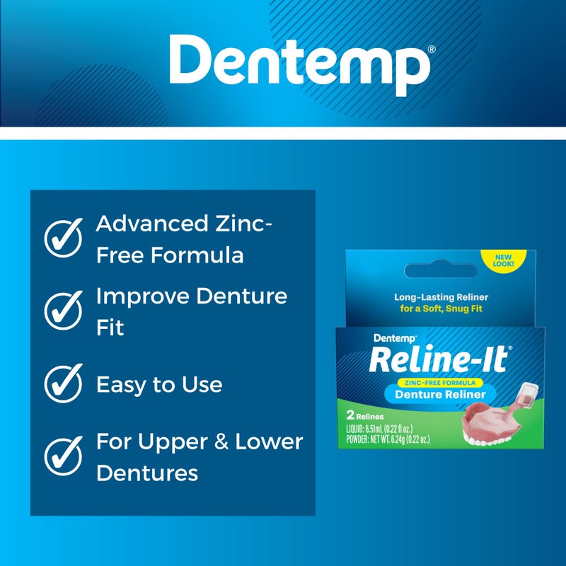 Dentemp مجموعة إصلاح أطقم الأسنان Dentemp Repair-it وإعادة تشكيلها Reline-it - مجموعة أطقم الأسنان (عبوة متعددة) - إعادة تشكيل وتثبيت أطقم الأسنان لكل من الأطقم العلوية والسفلية - إصلاح الأطقم المكسورة والأسنان المتساقطة - Image 4