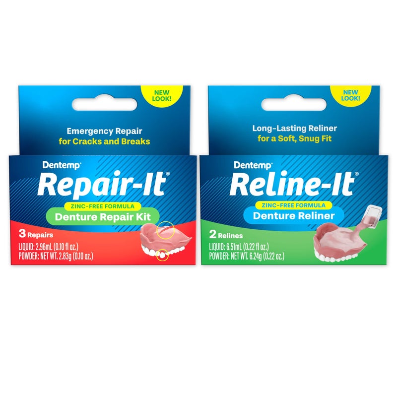Dentemp مجموعة إصلاح أطقم الأسنان Dentemp Repair-it وإعادة تشكيلها Reline-it - مجموعة أطقم الأسنان (عبوة متعددة) - إعادة تشكيل وتثبيت أطقم الأسنان لكل من الأطقم العلوية والسفلية - إصلاح الأطقم المكسورة والأسنان المتساقطة - Image 2