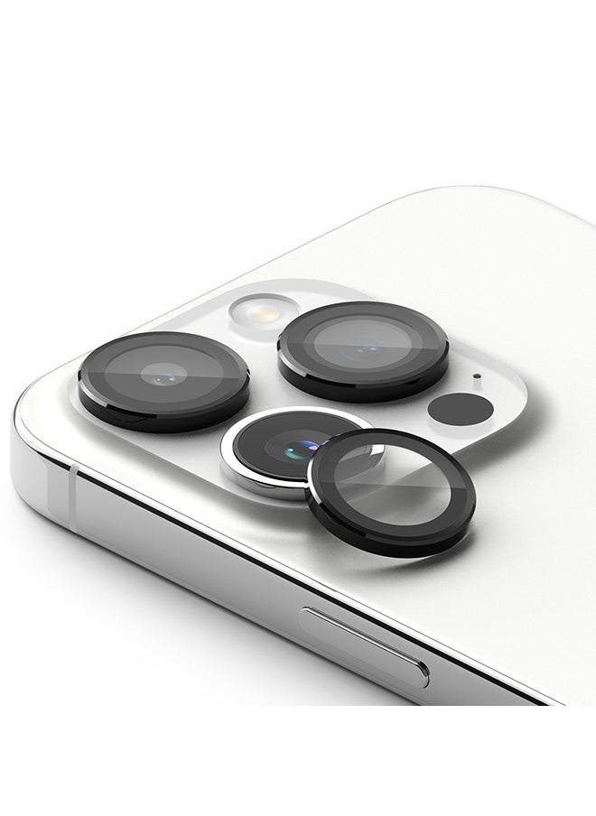 Rearth - Camera Lens Frame Glass Protector Compatible with iPhone 15 Pro (2023)  Anti-Fingerprint Camera Lens Tempered Glass Covers and Aluminum Alloy Frames Adhesive Coating - Black - Image 1