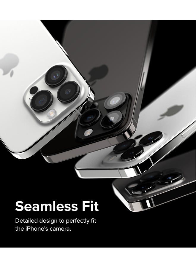 Rearth - Camera Lens Frame Glass Protector Compatible with iPhone 15 Pro (2023)  Anti-Fingerprint Camera Lens Tempered Glass Covers and Aluminum Alloy Frames Adhesive Coating - Black - Image 1