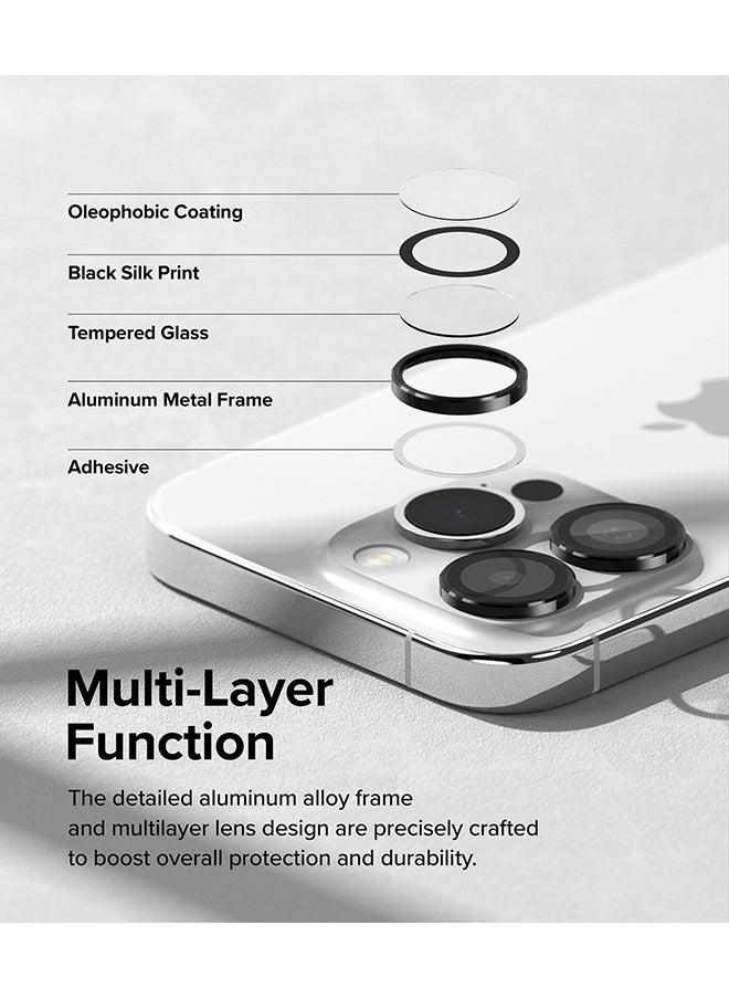 Rearth - Camera Lens Frame Glass Protector Compatible with iPhone 15 Pro (2023)  Anti-Fingerprint Camera Lens Tempered Glass Covers and Aluminum Alloy Frames Adhesive Coating - Black - Image 1