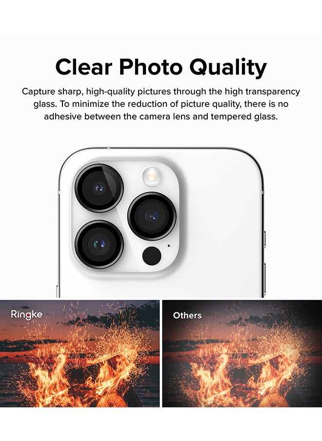 Rearth - Camera Lens Frame Glass Protector Compatible with iPhone 15 Pro (2023)  Anti-Fingerprint Camera Lens Tempered Glass Covers and Aluminum Alloy Frames Adhesive Coating - Black - Image 1
