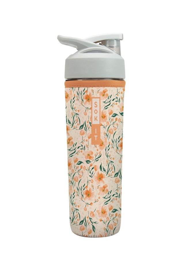 Sok It BotlSok Protein Blender Shaker Bottle Sleeve Insulated Neoprene Cover (Blush Blossoms, Fits 28oz Blender)
